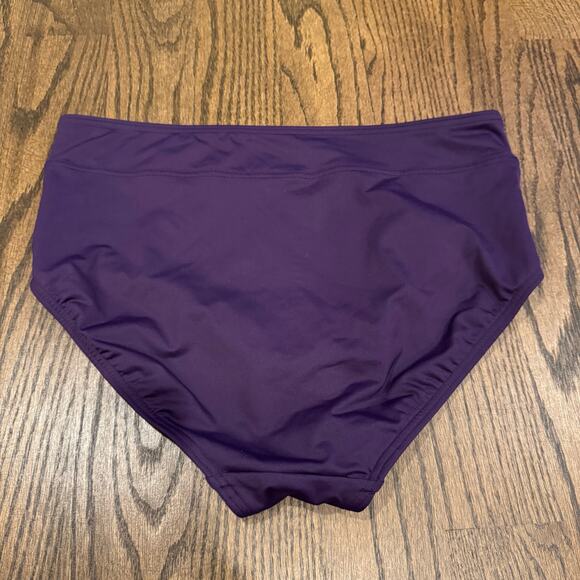 Lands End Womens Solid Purple Banded Bikini Swim Suit Bottom Brief Size 10 - Picture 2 of 5